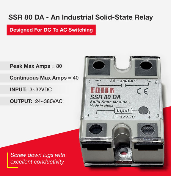 80A DC to AC Solid-State Relay for DC-AC Switching with Terminal Covers and Transparent Cover, SSR-80DA - Sungaze Coffee