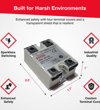 60A DC to AC Solid-State Relay for DC-AC Switching with Terminal Covers and Transparent Cover, SSR-60DA - Sungaze Coffee