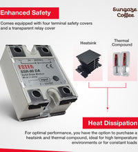 80A DC to AC Solid-State Relay for DC-AC Switching with Terminal Covers and Transparent Cover, SSR-80DA - Sungaze Coffee