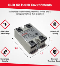 25A DC to AC Solid-State Relay for DC-AC Switching with Terminal Covers and Transparent Cover, SSR-25DA - Sungaze Coffee